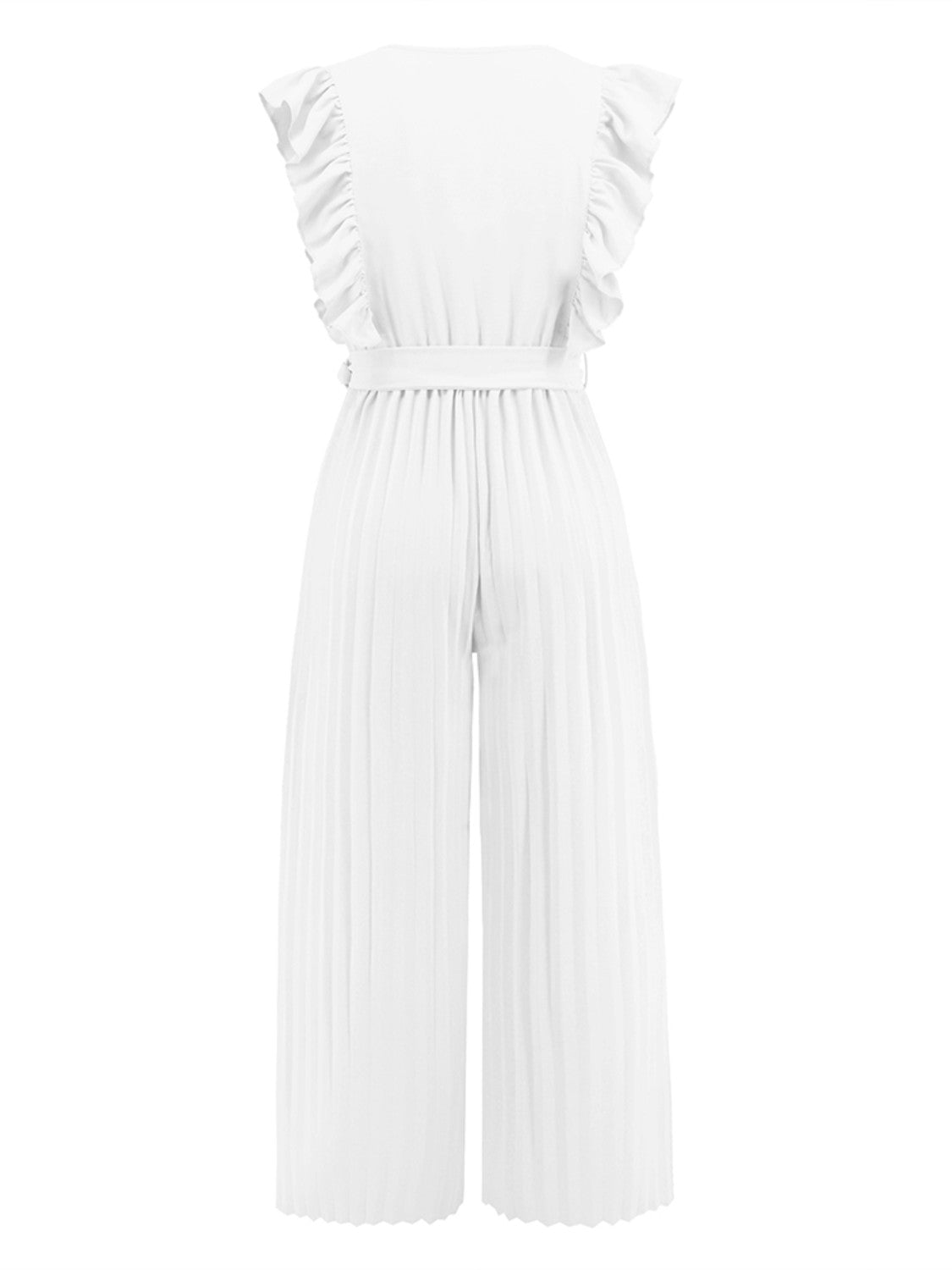 Ruffled Surplice Cap Sleeve Jumpsuit Bagz and Tagz