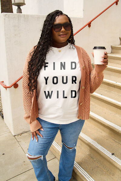 Simply Love Full Size FIND YOUR WILD Short Sleeve T-Shirt Bagz and Tagz