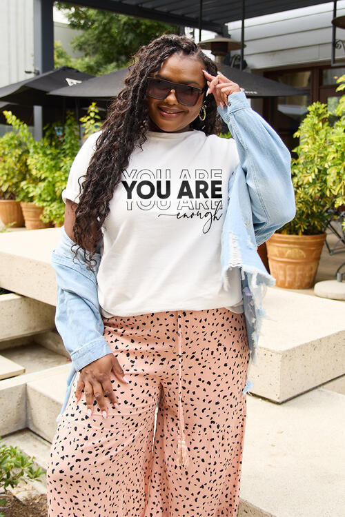 Simply Love Full Size YOU ARE ENOUGH Short Sleeve T-Shirt Bagz and Tagz