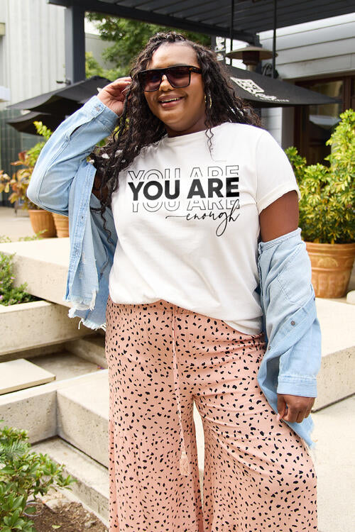 Simply Love Full Size YOU ARE ENOUGH Short Sleeve T-Shirt Bagz and Tagz