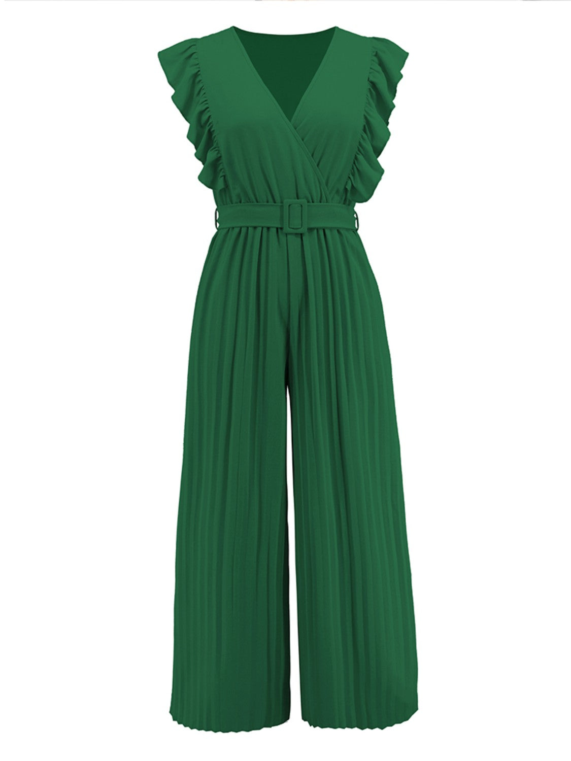 Ruffled Surplice Cap Sleeve Jumpsuit Bagz and Tagz