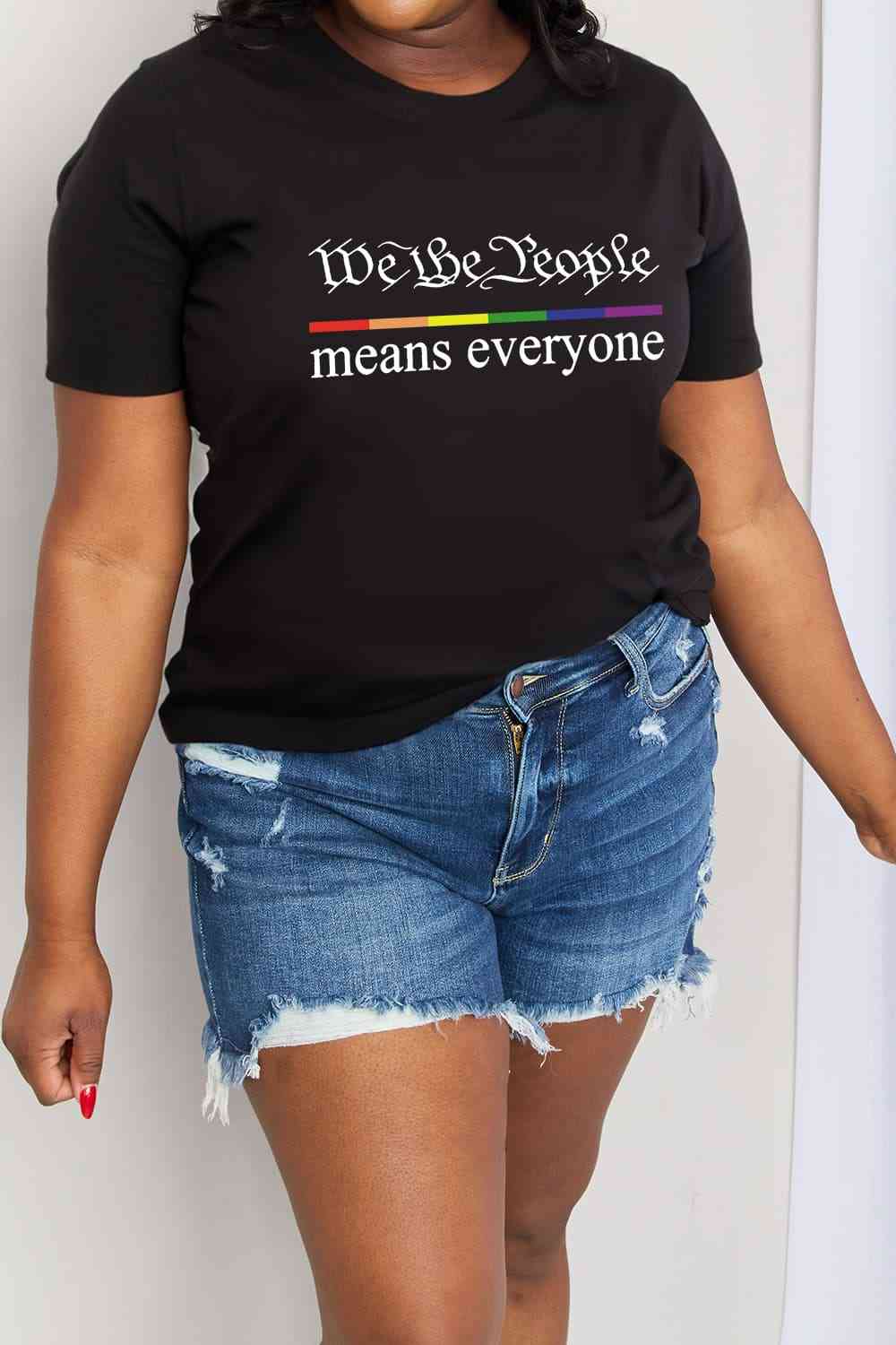 Simply Love Full Size MEANS EVERYONE Graphic Cotton Tee Bagz and Tagz